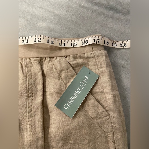 NWT Coldwater Creek Size 16P Flax 100% Linen Pull On Straight Leg Pants Beachy - Picture 10 of 13